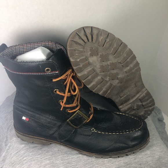 Men's Rare Tommy Hilfiger Ankle Black Leather 13 - Picture 2 of 5
